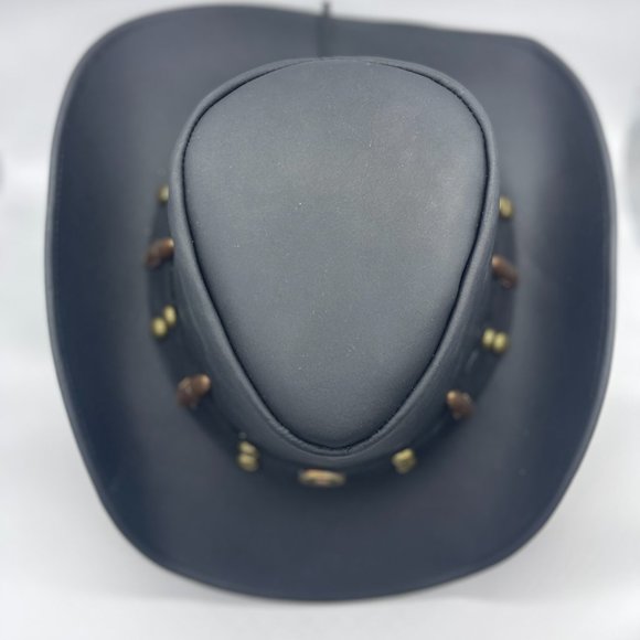 LIVSTAK WESTERN COWBOY, BLACK HAT, 100% LEATHER, Size L, S1LVK01, BALLER - Picture 10 of 12